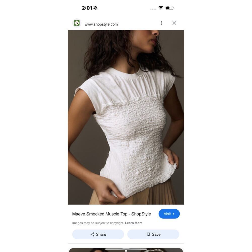 Maeve Smocked Pullover Muscle Top Round Neck Cap Sleeves White Size XS NWOT - Picture 5 of 14